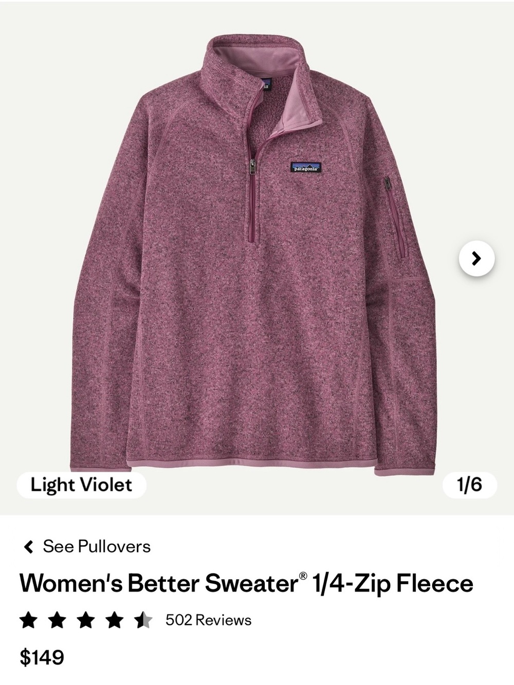 Patagonia sweatshirt size small.